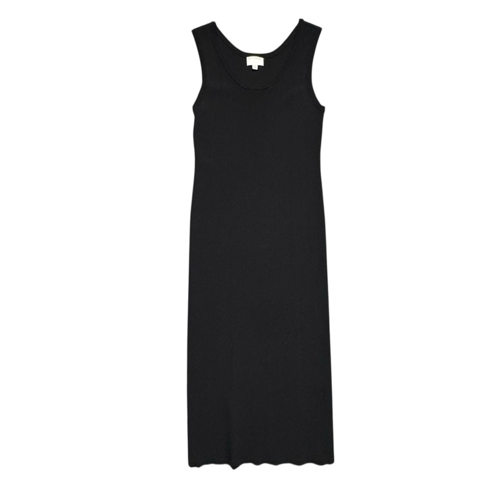Witchery Rib Knit Bodycon Midi Dress Womens Size 8‎ Black Scoop Neck Stretchy